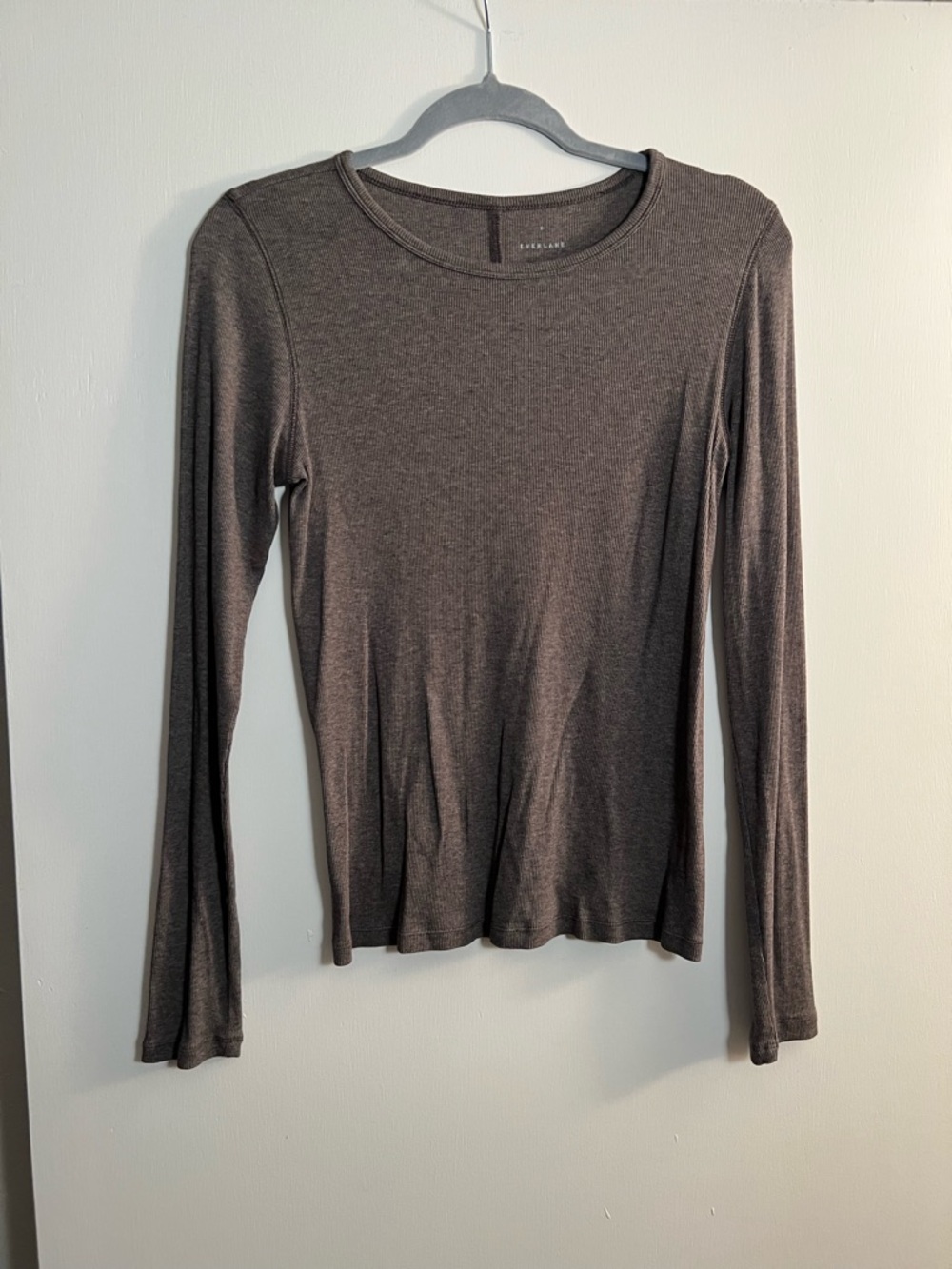 Everlane Luxe Rib Long Sleeve Crew in Grey